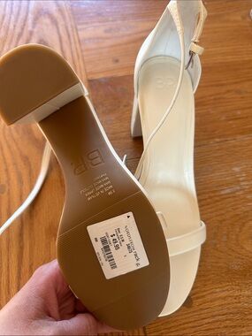 bp Ivory Open-Toe Ankle-Strap Block Heels